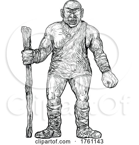 Tartaro Tartalo or Torto a Strong One-Eyed Giant in Basque Mythology Similar to Greek Cyclops Drawing by patrimonio