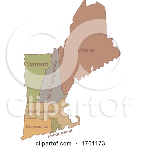 Map of the Six New England States in Northeastern United States Drawing by patrimonio