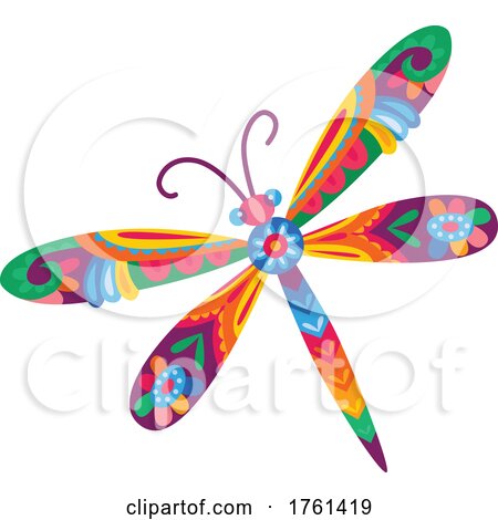 Mexican Themed Colorful Dragonfly by Vector Tradition SM