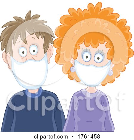 Scared Sick Couple Wearing Masks by Alex Bannykh