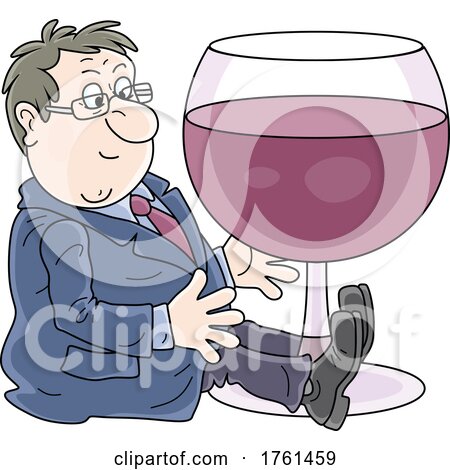 Man Sitting with a Giant Wine Glass by Alex Bannykh