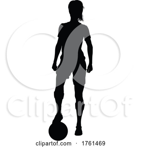Female Soccer Football Player Woman Silhouette by AtStockIllustration