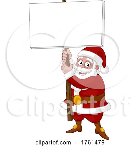 Santa Claus Holding a Sign Christmas Cartoon by AtStockIllustration
