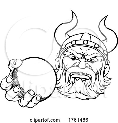 Viking Cricket Ball Sports Mascot Cartoon by AtStockIllustration