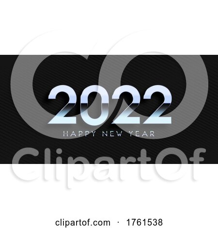 Happy New Year Banner with Blue Metallic Lettering Design by KJ Pargeter