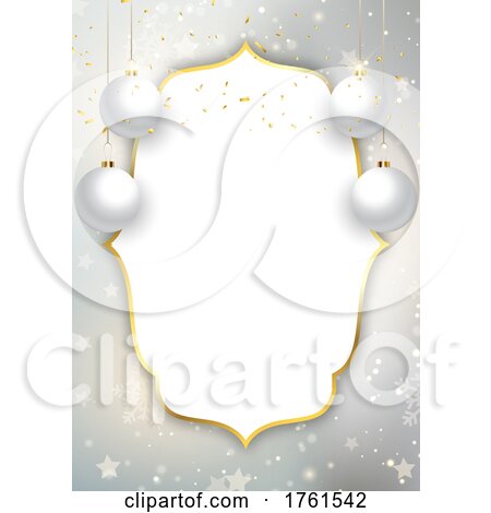 Christmas Menu with Silver Hanging Baubles by KJ Pargeter