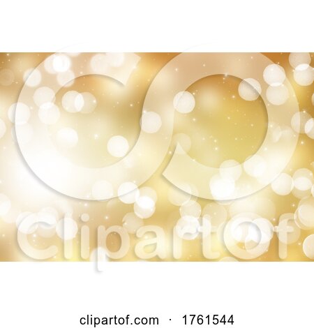Golden Christmas Background with Sparkles and Bokeh Lights by KJ Pargeter