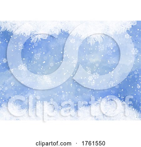 Christmas Watercolour Background with Snowflakes by KJ Pargeter