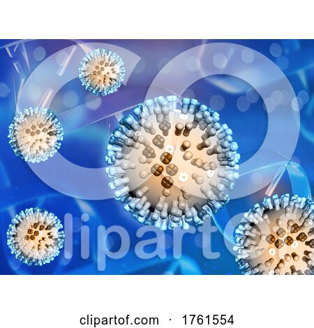 3D Medical Background with Abstract Flu Virus Cells by KJ Pargeter