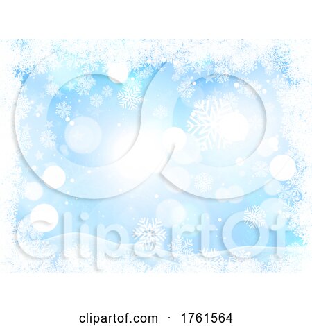 Christmas Background with a Snowflake Border and Winter Scene by KJ Pargeter