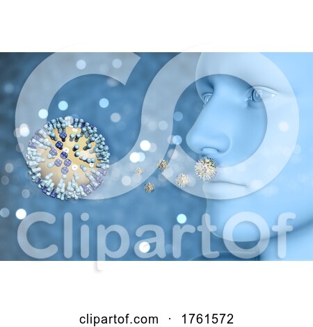 3D Medical Background with Male Figure and Flu Virus Cells by KJ Pargeter