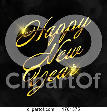 Happy New Year Background with Metallic Gold Lettering by KJ Pargeter