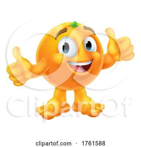 Orange Fruit Cartoon Emoticon Emoji Mascot Icon by AtStockIllustration