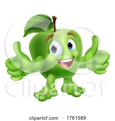 Apple Fruit Cartoon Emoticon Emoji Mascot Icon by AtStockIllustration
