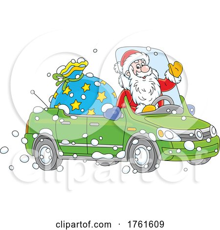 Santa Driving a Convertible by Alex Bannykh