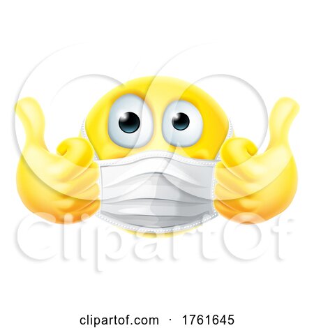 Thumbs up Emoticon Emoji PPE Mask Face Icon by AtStockIllustration