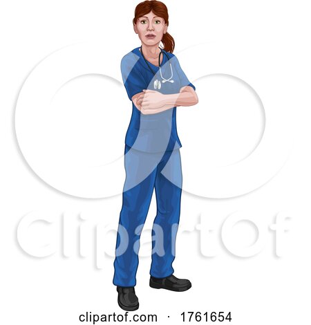 Doctor or Nurse Woman in Scrubs Medical Worker by AtStockIllustration