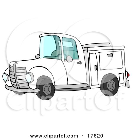 White Work Truck With Built In Compartments For Needed Supplies Clipart Illustration by djart