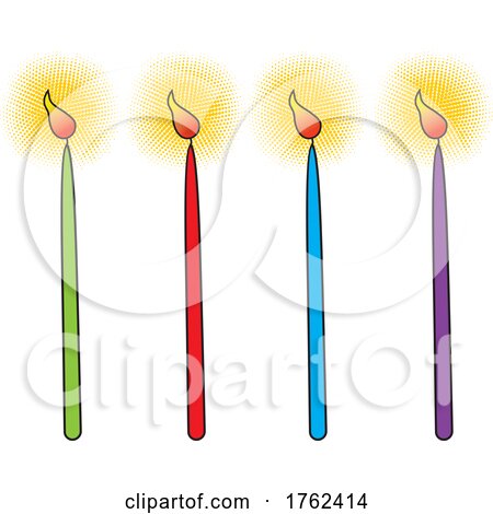 Cartoon Lit Burning Colorful Candles by Johnny Sajem