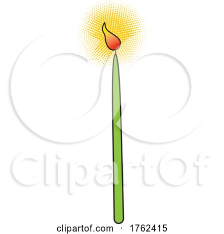 Cartoon Lit Burning Green Candle by Johnny Sajem