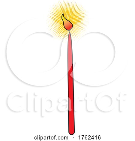 Cartoon Lit Burning Red Candle by Johnny Sajem