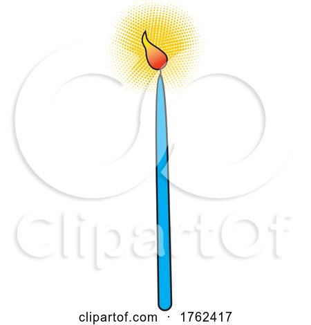 Cartoon Lit Burning Blue Candle by Johnny Sajem