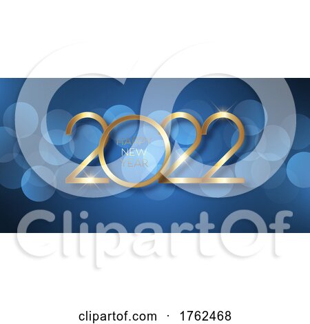 Elegant Gold and Blue Happy New Year Banner Design by KJ Pargeter