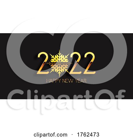 Happy New Year Banner Design with Metallic Gold Snowflake Design by KJ Pargeter