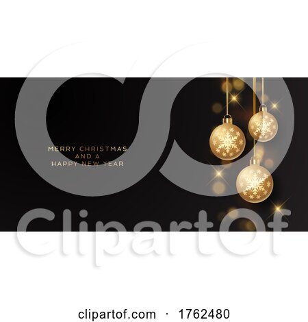Minimal Christmas Banner with Hanging Gold Baubles by KJ Pargeter