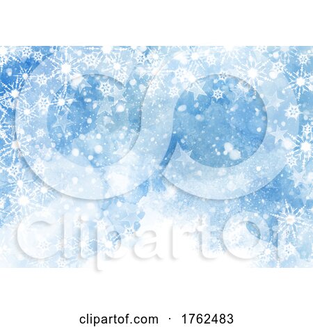 Watercolor Christmas Snowflake Background by KJ Pargeter