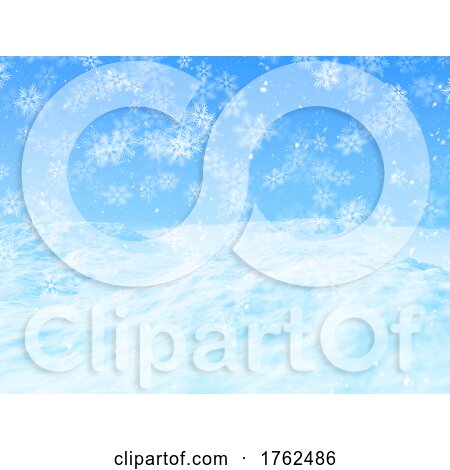 3D Christmas Background with Snowy Landscape by KJ Pargeter