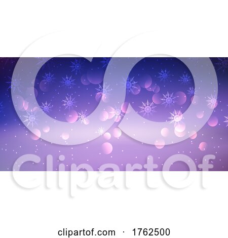 Christmas Banner with Bokeh Lights and Snowflakes 0511 by KJ Pargeter