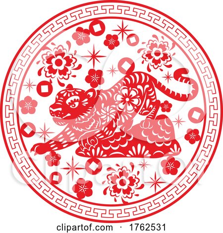 Chinese Tiger in a Circle by Vector Tradition SM
