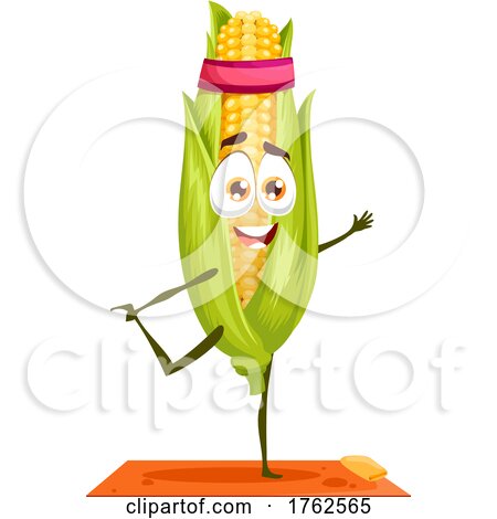 Corn Ear Doing Yoga by Vector Tradition SM