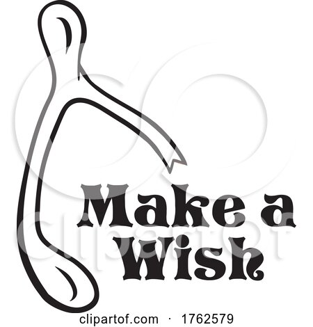Black and White Wishbone with Make a Wish Text by Johnny Sajem