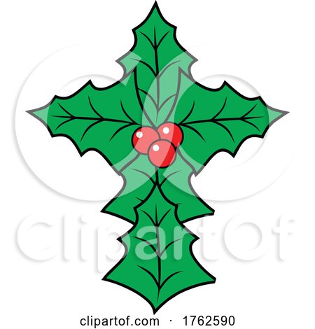 Christmas Holly and Berries Cross by Johnny Sajem