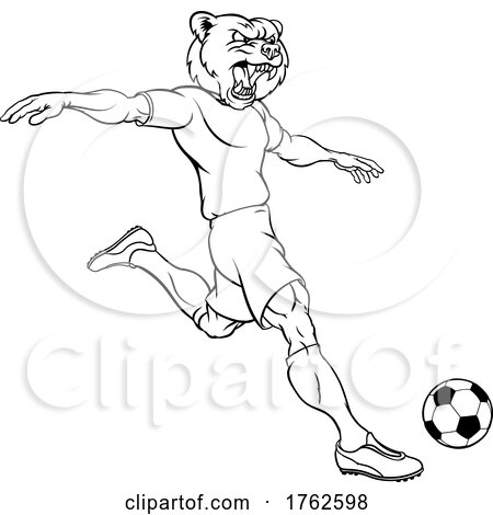 Bear Soccer Football Player Animal Sports Mascot by AtStockIllustration