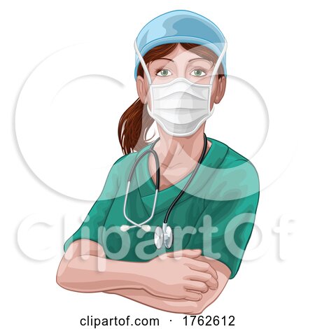 Doctor or Nurse Woman in Medical Scrubs Unifrom by AtStockIllustration