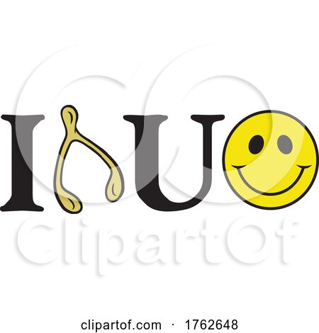 I Wish You Happiness with Letter I Wishbone Letter U and Smiley Face by Johnny Sajem