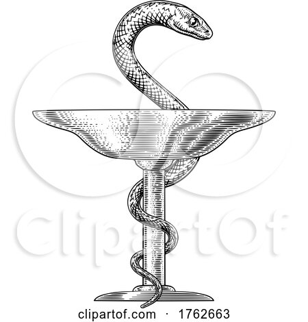 Bowl of Hygieia Snake Medical Pharmacist Icon by AtStockIllustration