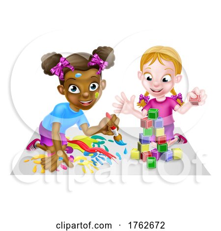 Two Girls Playing by AtStockIllustration