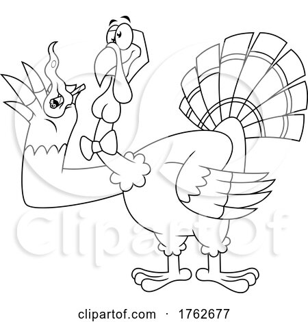 Black and White Turkey Mascot Smoking a Joint by Hit Toon