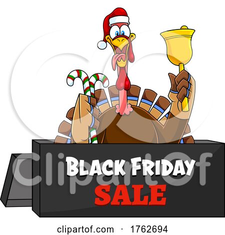Christmas Turkey Mascot over a Black Friday Sign by Hit Toon