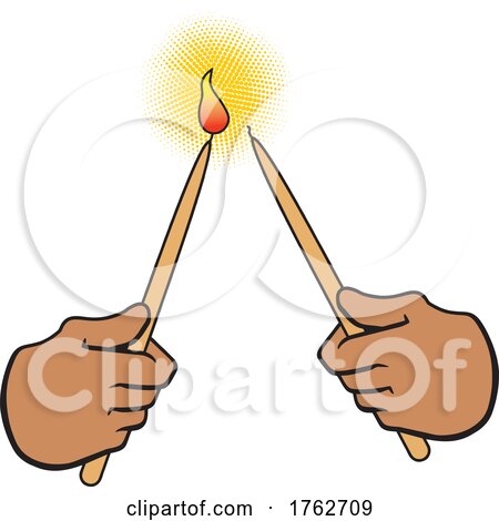 Cartoon Black Hands Holding and Lighting Candles by Johnny Sajem