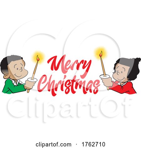 Cartoon Children Holding Lit Christmas Candles by Johnny Sajem