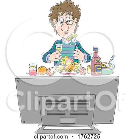 Single Man Eating in Front of a TV by Alex Bannykh