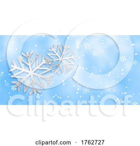 Christmas Banner with a Silver Glittery Design by KJ Pargeter