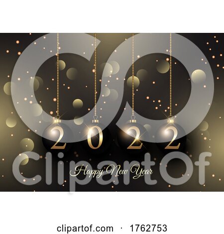 Happy New Year Background with Hanging Baubles by KJ Pargeter