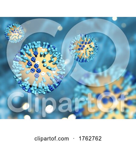 3D Medical Background with Flu Virus Cells by KJ Pargeter