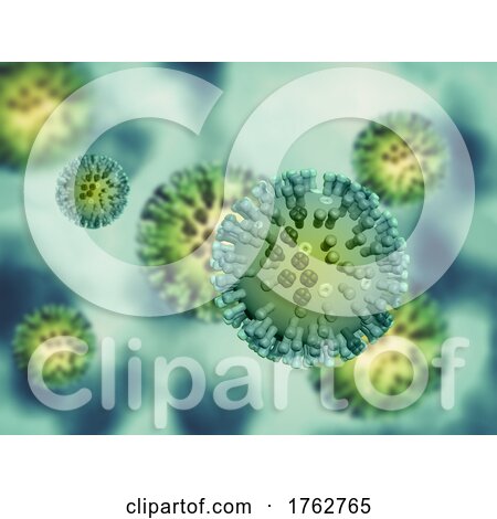 3D Abstract Medical Background with H1N1 Flu Virus Cells by KJ Pargeter